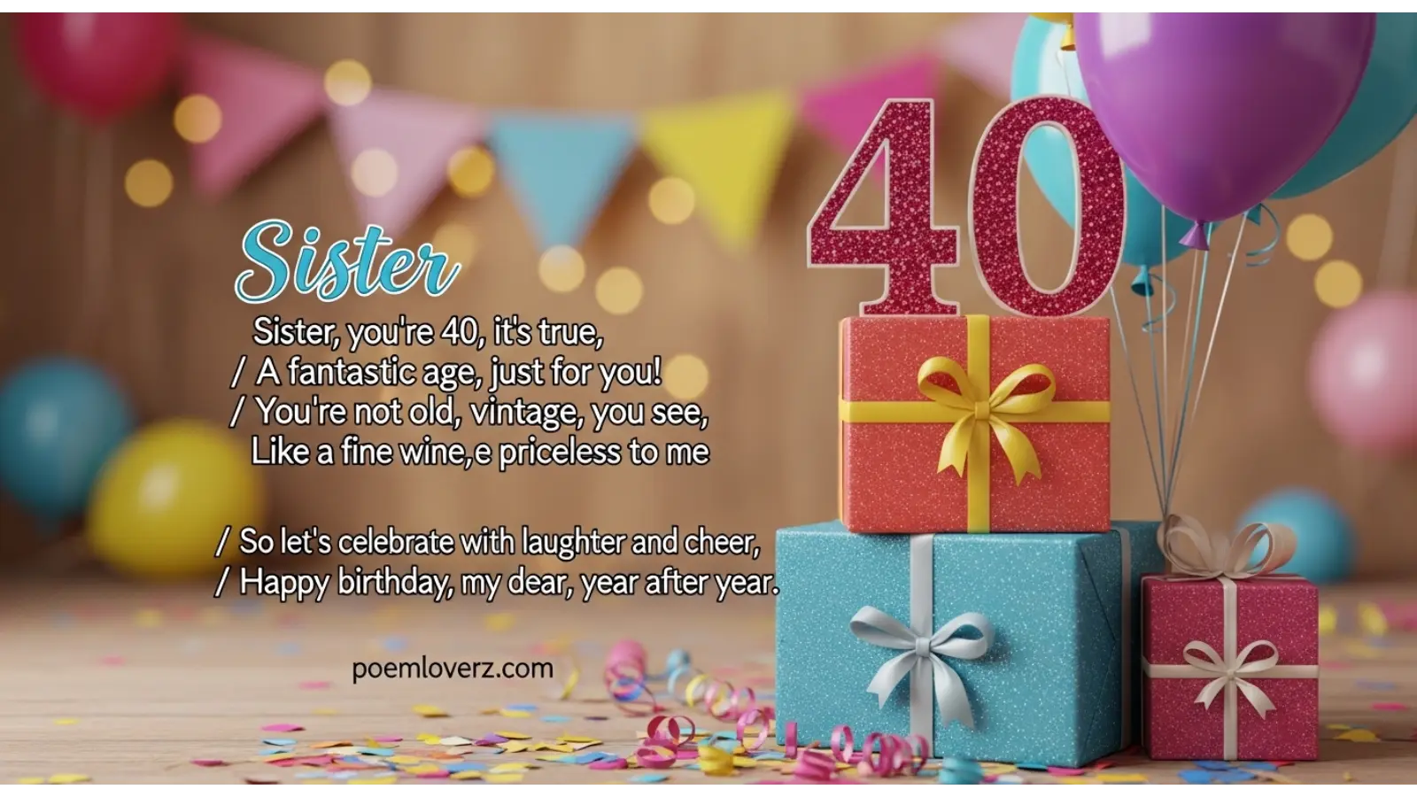 Funny 40th Birthday Poems For Sister