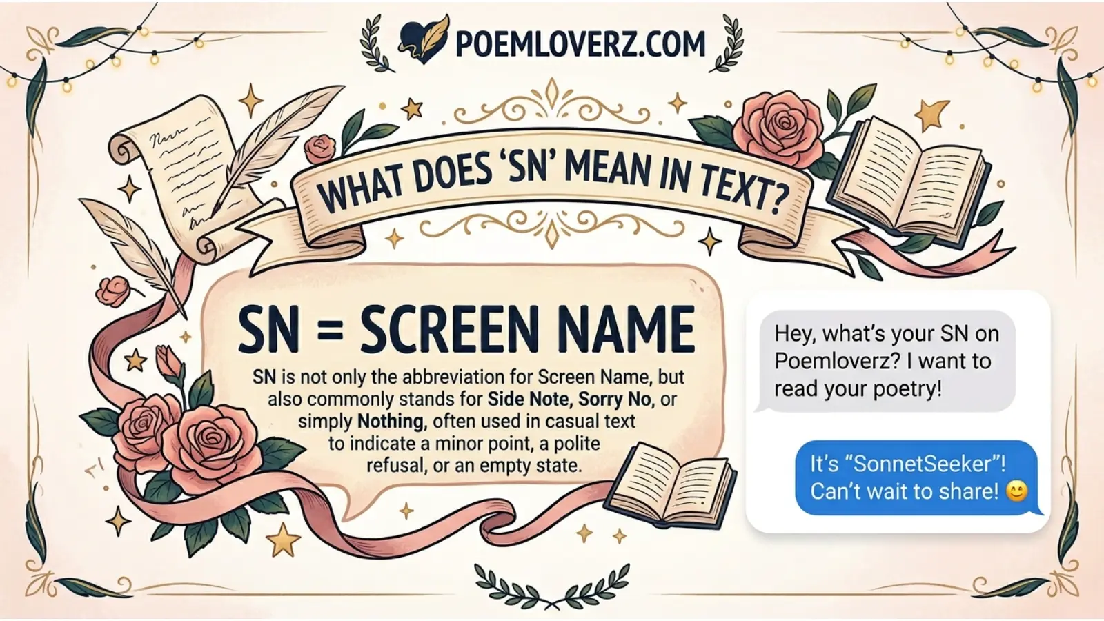 sn mean in text